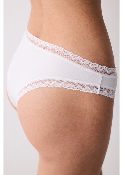 Easy Micro Lace Dantel Beyaz Brazilian Külot