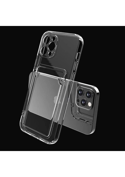 iPhone Uyumlu Full Şeffaf Darbe Emici Kamera Koruyuculu Kartlık Kılıf (Iphone 13 Pro Şeffaf)