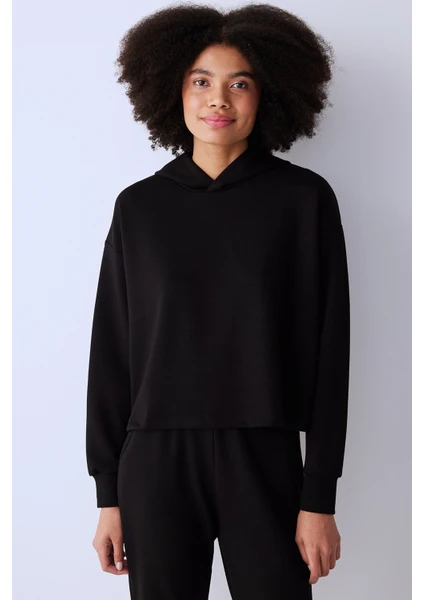 Silky Feel Siyah Sweatshirt