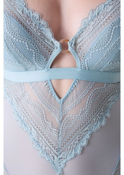 Lace Dantel Gri Bodysuit