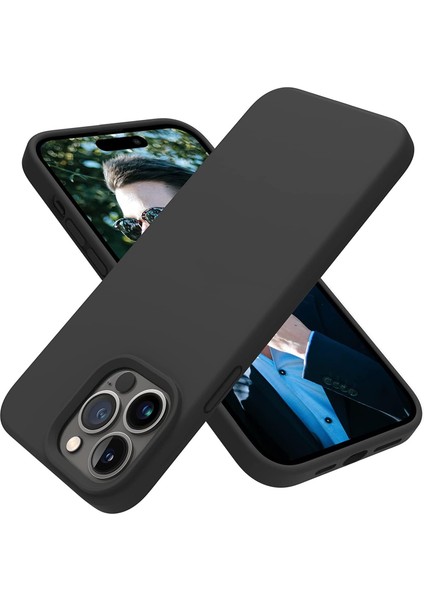 Iphone 12 ve 12 Pro Uyumlu Içi Kadife Lansman Liquid Silicone Kılıf Şok Emici Tam Koruma Sağlayan Kılıf (Siyah)