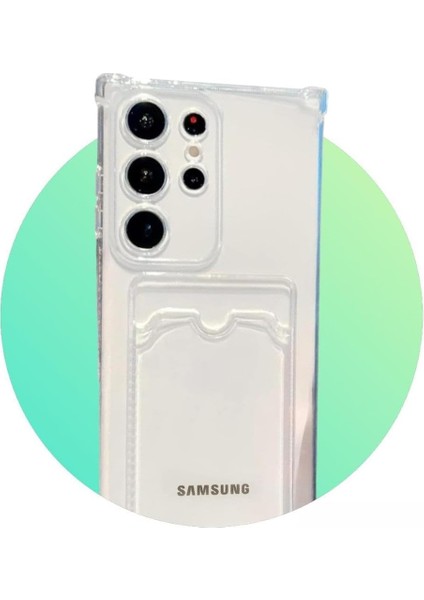 Samsung Galaxy S24 Ultra Ile Uyumlu Kartlıklı, Darbeye Dayanıklı (Shockproof) Şeffaf Kılıfı
