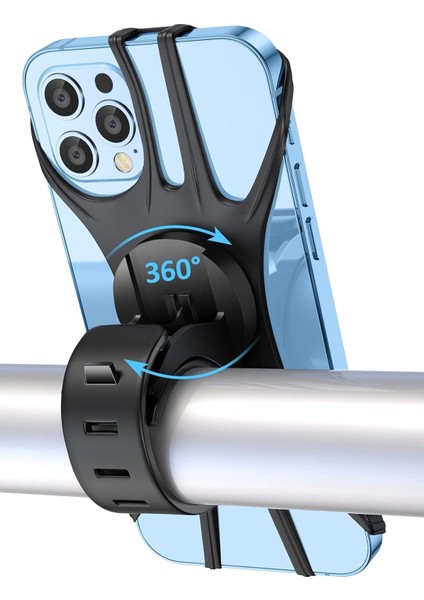 Bisiklet Telefon Bağlantısı, [360° Döndürme Darbeye Dayanıklı] Bisiklet Telefon Tutacağı, Silikon Motosiklet Telefon Bağlantısı iPhone 15 Daha Fazla 4"-6.7" Telefon ile Uyumlu