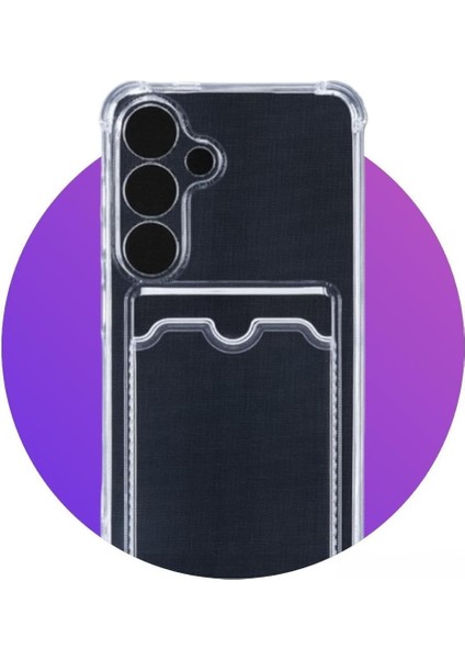 Samsung Galaxy S24 Ile Uyumlu Kartlıklı, Darbeye Dayanıklı (Shockproof) Şeffaf Kılıfı