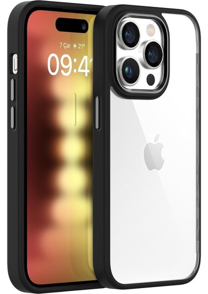 iPhone 15 Pro ile Uyumlu New Air Bumper Kılıf, Koruyucu Telefon Kılıfı (Siyah)