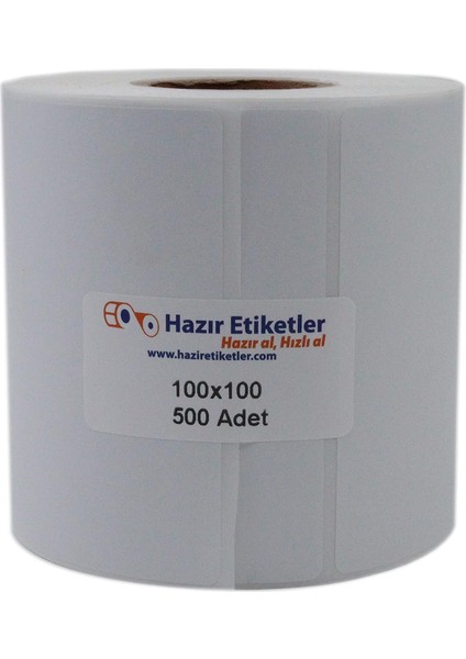 Termal Etiket 100MM x 100MM Ruloda 500 Adet 40MM Kuka Çapında Direk Termal Transfer Etiketi