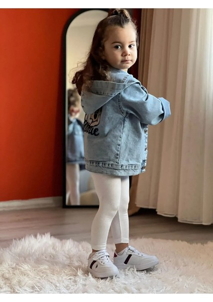 Kız Çocuk Minnie Kapüşonlu Kot Mont-Kot Ceket