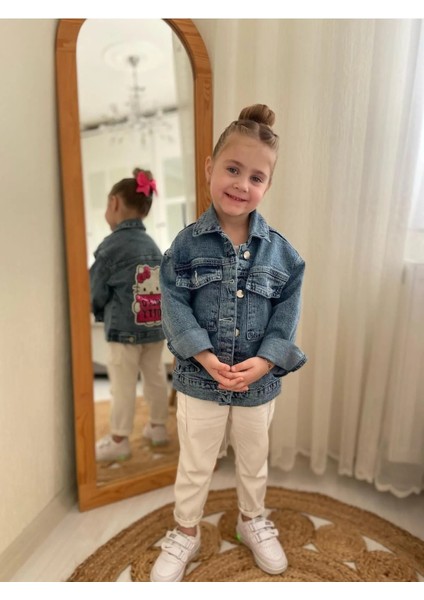 Kız Çocuk Hello Kity Mevsimlik Kot Mont-Kot Ceket