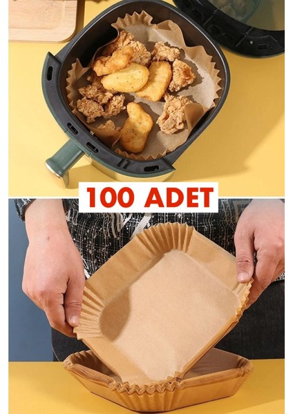 Airfryer Pişirme Kağıdı 100 Adet-Kare Model Yağsız Fritöz Philips Xl Xxl Xiaomi - Tefal 16CM x 4.5cm