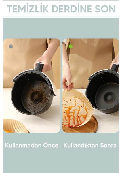 Airfryer Pişirme Kağıdı 100 Adet 16CM x 4,5cm-Yuvarlak Model Yağsız Fritöz Philips Xiaomi