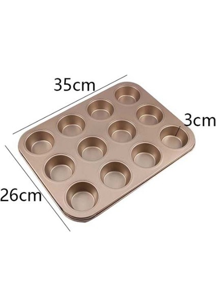 12 Bardak Muffin Kalıbı Seti, 2 Adet Bakeware Yapışmaz Cupcake Fırın Tepsisi Karbon Muffin Kalıpları Kek Için Pişirme Kalıbı (Yurt Dışından)