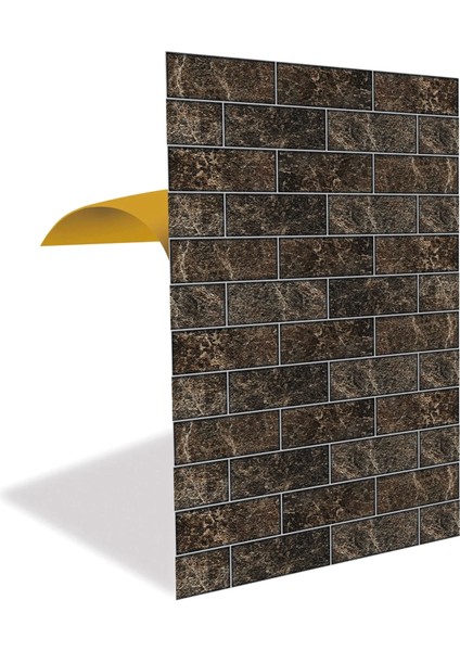 Kendinden Yapışkanlı Kahverengi Metro Mermer Desenli Pvc Panel 41 x 62 cm (12 Adet) 3 M²