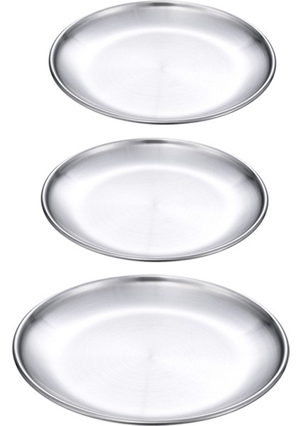 3 Parça Büfe Tabağı, Paslanmaz Çelik 9 ve 10 Inç (3 Tabak) (Yurt Dışından)