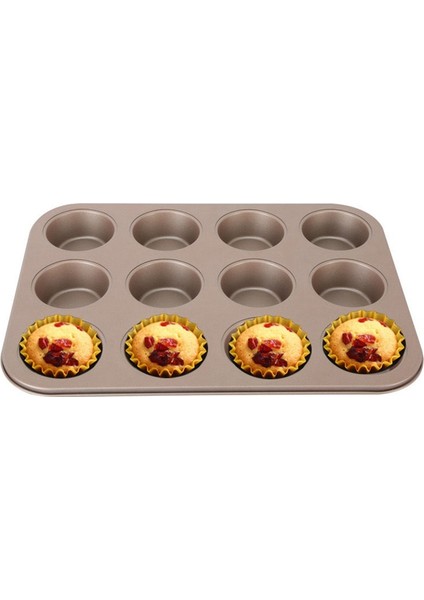 12 Bardak Muffin Kalıbı Seti, 2 Adet Bakeware Yapışmaz Cupcake Fırın Tepsisi Karbon Muffin Kalıpları Kek Için Pişirme Kalıbı (Yurt Dışından)
