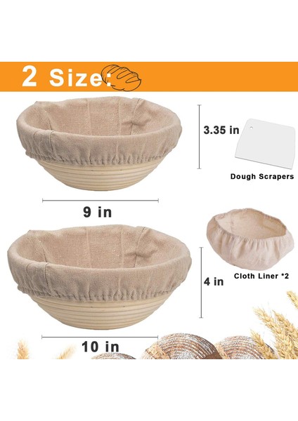 2 Takım 9 Inç ve 10 Inç Ekmek Korumalı Sepetler-Ekmek Ekmeği ile Pişirme Hamuru Kaseleri (Yurt Dışından) fırsatları