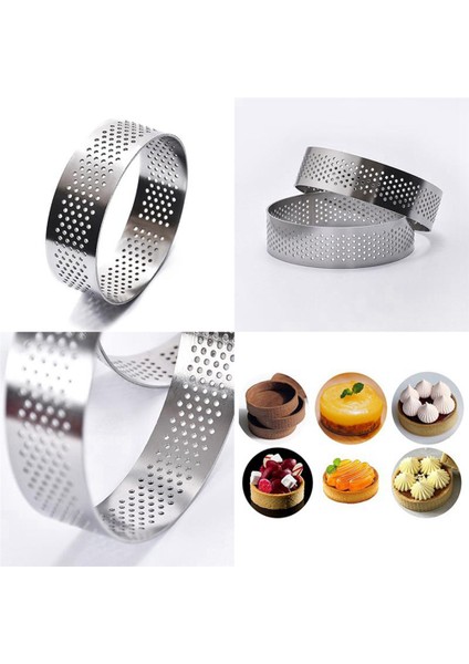 8 Cmtart Yüzük Paslanmaz Çelik Tartlet Kalıp Daire Kesici Pasta Halkası Isıya Dayanıklı Delikli Kek Mousse Tart Pasta,торт Формы (Yurt Dışından) modelleri
