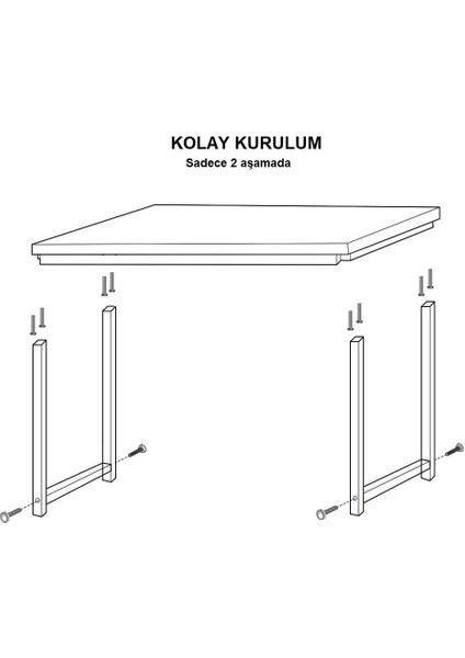 80215 120x 60 Çalışma Masası Bilgisayar Masası Ofis Ders Yemek Masası Çam - Siyah Metal Aksamlar