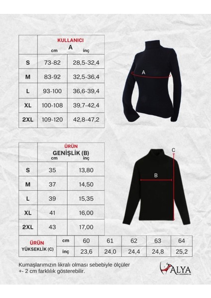 ALYA UNDERWEAR Kaşkorse Tam Boğazlı Body Sweatshirt, Siyah