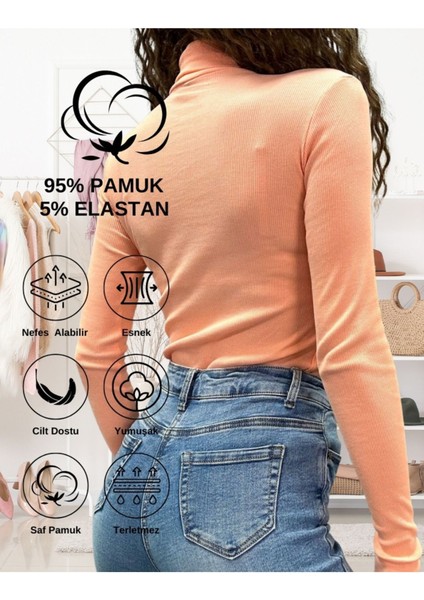 ALYA UNDERWEAR Kaşkorse Tam Boğazlı Body Sweatshirt, Yavru Ağzı