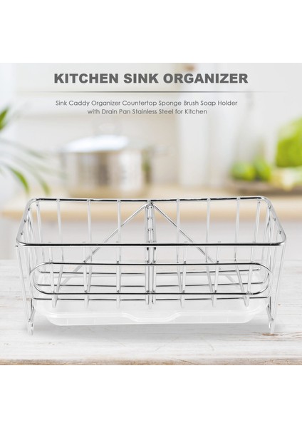 Организаторы,lavabo Caddy Organizatör Tezgah Sünger Fırça Sabunluk Drenaj Tavası ile Paslanmaz Çelik Mutfak Için (Yurt Dışından)