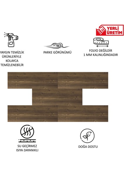 Kendinden Yapışkanlı Antik Desenli Pvc Parke 25 x 80 cm / 5 Adet / 1 M²