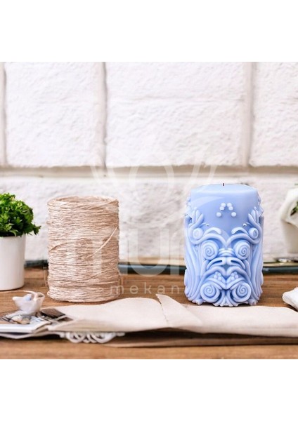 Mummekanı Dekoratif Soya Wax Naturel Mum Sütün 10X7 cm