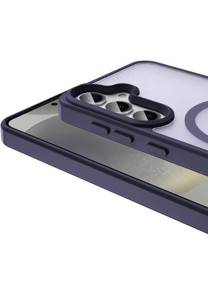 Galaxy S24 Kılıf Magsafe Şarj Özellikli Mat Arka Yüzey Sio Kapak-Koyu Mor