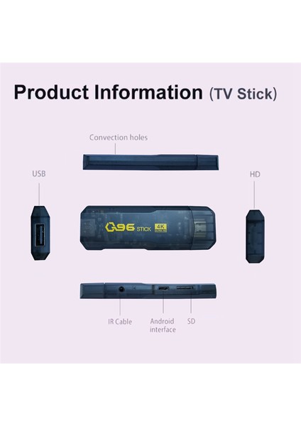 Ev Sineması Q96 Dongle Akıllı Tv Kutusu Android Allwinner H313 Dört Çekirdekli 2.4g Çift Wıfı 4K Hdr Set Üstü Kutusu 265 Ab Tak (Yurt Dışından)