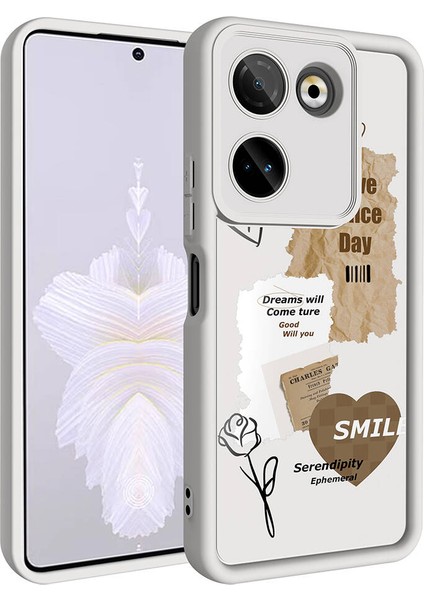 Tecno Camon 20 Pro 4g Kılıf Kamera Korumalı Baskılı Arka Yüzey Klas Kapak-Siyah