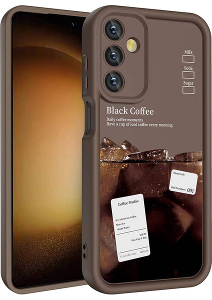 Galaxy A15 Kılıf Kamera Korumalı Baskılı Arka Yüzey Klas Kapak-Koyu Kahve
