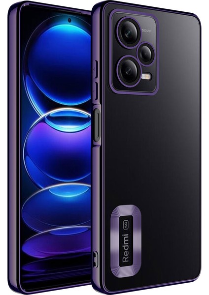 Xiaomi Redmi Note 12 Pro 5g Kılıf Kamera Korumalı Logo Gösteren Omega Kapak-Derin Mor