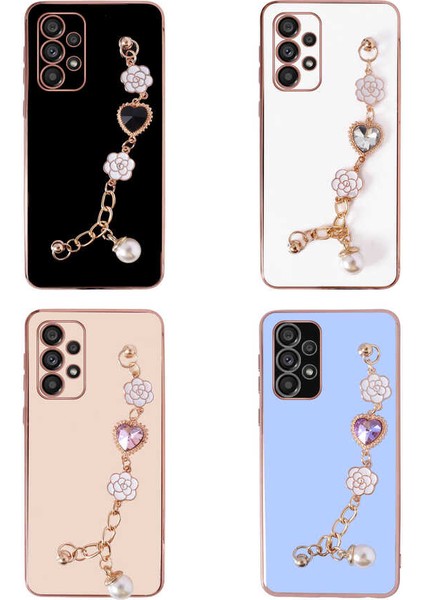 Galaxy A52 Kılıf El Tutamaçlı Kamera Korumalı Taka Silikon Kapak-Mor fiyatları