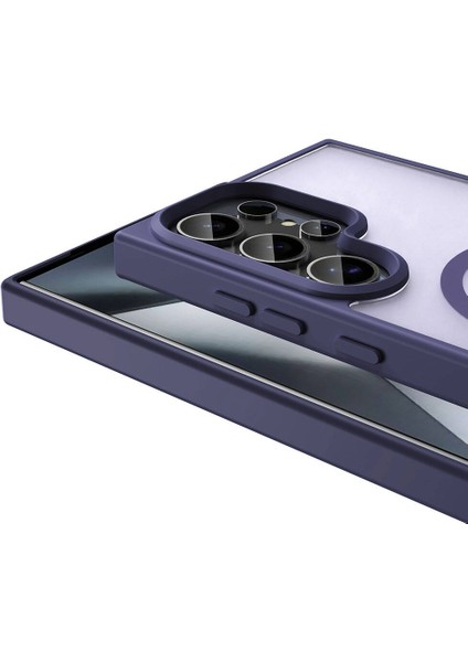 Galaxy S23 Ultra Kılıf Magsafe Şarj Özellikli Mat Arka Yüzey Sio Kapak-Gri modelleri