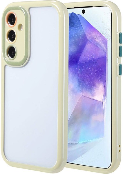 Galaxy A55 Kılıf Kamera Korumalı Renkli Kenar ve Çerçeve Tasarımlı Vitamin Kapak-Yeşil