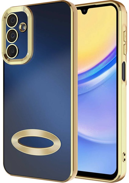 Galaxy A25 Kılıf Kamera Korumalı Logo Gösteren Omega Kapak-Gold