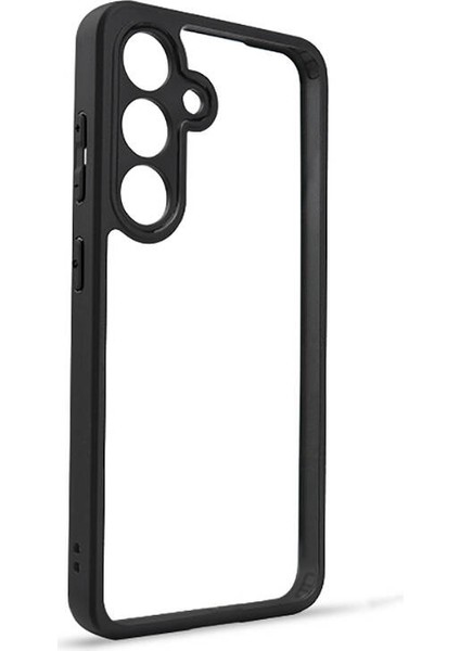 Galaxy S24 Plus Kılıf Kamera Korumalı Şeffaf Arka Yüzey New Roll Kapak-Siyah indirimleri