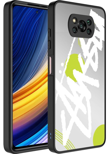 Xiaomi Poco X3 Kılıf Aynalı Desenli Kamera Korumalı Parlak Mirror Kapak - Yazı