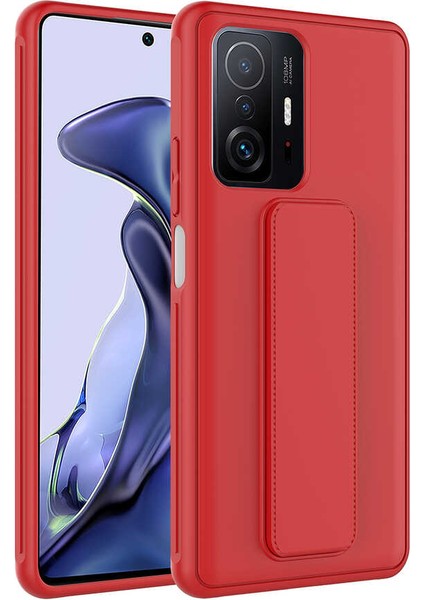 Xiaomi Mi 11T Pro 5g Kılıf Qstand Kapak - Kırmızı