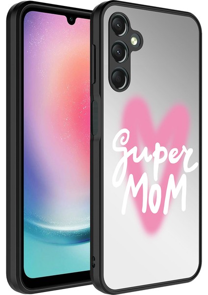 Samsung Galaxy A24 Kılıf Aynalı Desenli Kamera Korumalı Parlak Mirror Kapak - Süper Anne