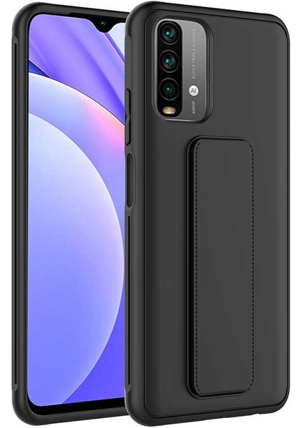 Xiaomi Redmi Note 10S Kılıf Qstand Kapak-Siyah