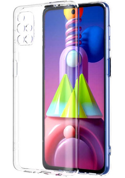 Galaxy M51 Kılıf Kamera Korumalı Süper Silikon Kapak-Renksiz