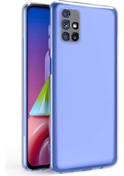 Galaxy M51 Kılıf Kamera Korumalı Süper Silikon Kapak-Renksiz