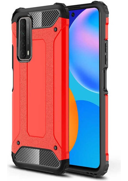 Huawei P Smart 2021 Kılıf Crash Silikon Kapak-Kırmızı