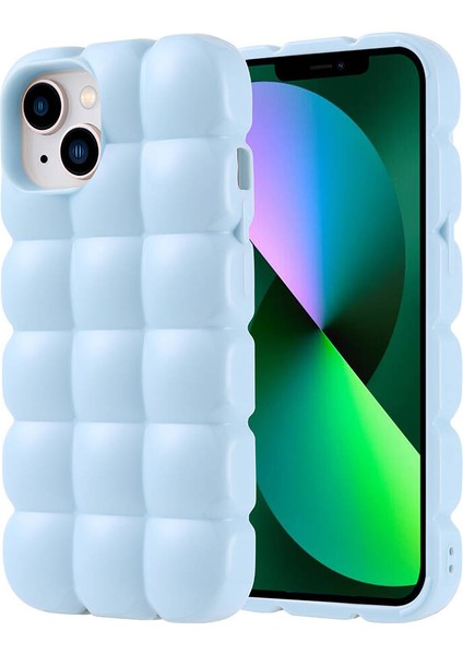 Apple iPhone 13 Kılıf Parlak Esnek Silikon Dom Dom Kapak-Mavi