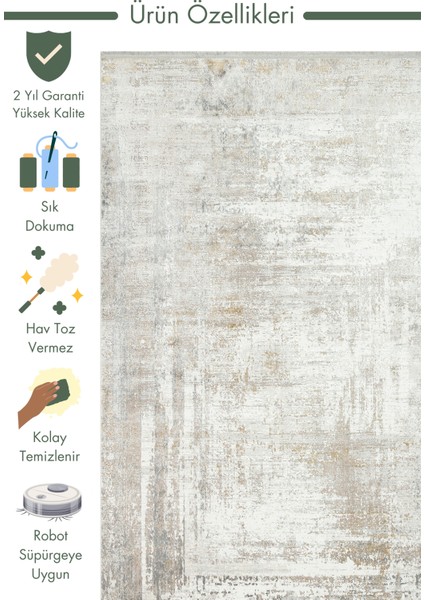 Marble Serisi Modern Desenli Salon Oturma Odası Koridor Antre Şık Halı 08 Cream Beıge