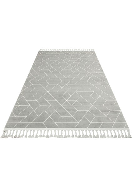 Lounge Serisi Etnik Desenlere Sahip Salon Oturma Odası Koridor Yumuşak Modern Halı 03 Grey Whıte
