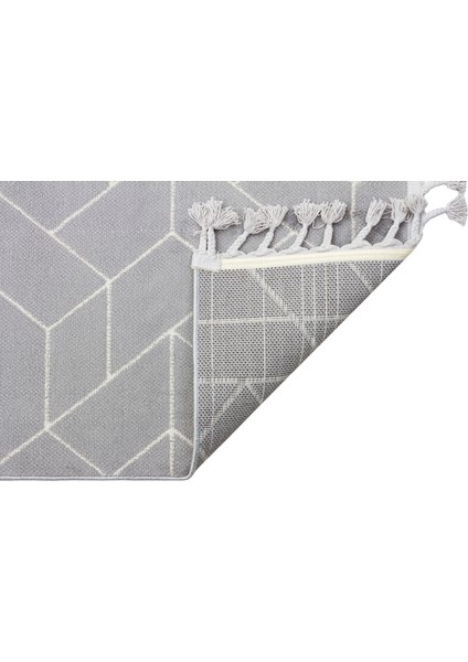 Lounge Serisi Etnik Desenlere Sahip Salon Oturma Odası Koridor Yumuşak Modern Halı 03 Grey Whıte