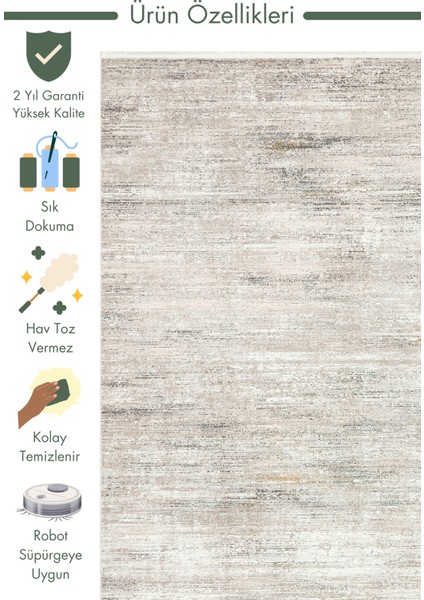 Marble Serisi Modern Desenli Salon Oturma Odası Koridor Antre Şık Halı 01 Cream Grey