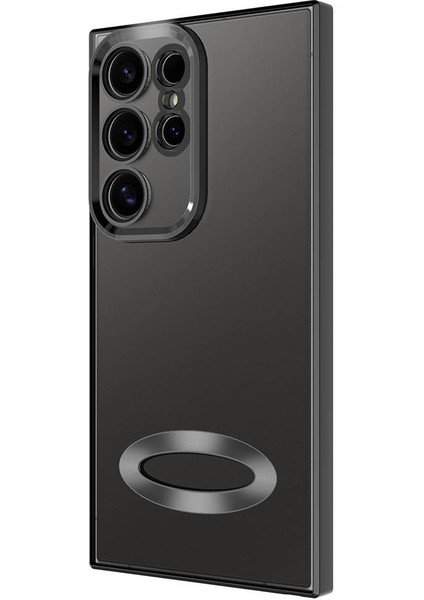 ZORE Galaxy S24 Ultra Kılıf Kamera Korumalı Logo Gösteren Omega Kapak-Siyah