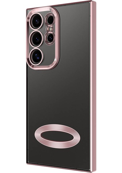 ZORE Galaxy S24 Ultra Kılıf Kamera Korumalı Logo Gösteren Omega Kapak-Siyah